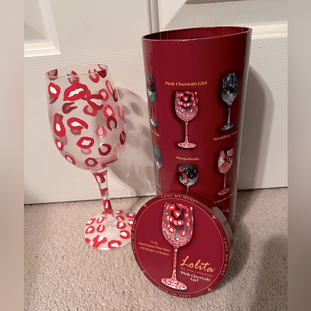 Lolita "Pink Cheetah Girl" Wine Glass 15.0 oz